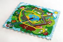 Baby puzzle pěnový koberec na zem autodráha 92x92cm set 9ks měkké bloky