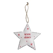 Hvězda k zavěšení VESELÉ VÁNOCE K3776-01 - 9.5 cm