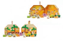 Safari/ZOO figurky dřevo + domeček 16ks ve fólii 27x20x5cm 24m+