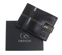 Čokoládově hnědá pánská kožená peněženka RFID se zápinkou v krabičce GROSSO