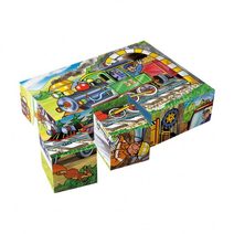 Kostky kubus Krtek a zvířátka dřevo 12ks v krabičce 22x18x4cm