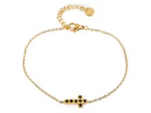 Náramek z nerezové oceli křížek s broušenými kamínky