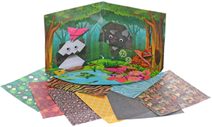 GRAFIX Origami kreativní skládačka set 12 zvířátek s očima + 3D pozadí 2 druhy