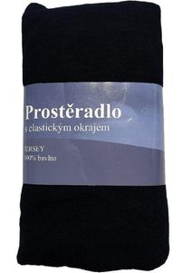 JERRY FABRICS Prostěradlo Jersey Černá Bavlna, 180/200 cm