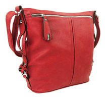 MiaMore Kožená crossbody dámská kabelka se třemi oddíly červená