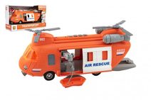 Vrtulník záchranářský plast 28cm na setrvačník na bat. se světlem se zvukem v krabici