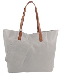 Velká světle šedá shopper dámská taška s crossbody uvnitř