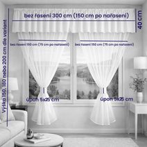 Voálový set s kanýrem Rongo 2x 200x150 cm + kanýr 40x300 cm bílá