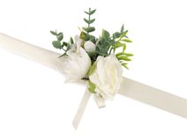 Náramek s květy pro družičky s uvazovací stuhou