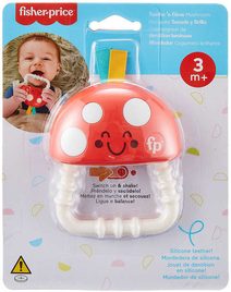 FISHER PRICE Baby kousátko chrastítko muchomůrka pro miminko na baterie Světlo