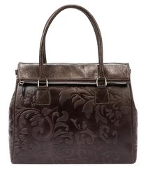 Kožená tmavě hnědá dámská kabelka do ruky Luka