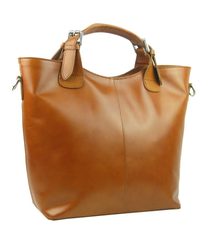 Kožená hnědá dámská kabelka do ruky Florencie