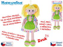 Panenka Aninka baby soft textilní hadrová látková na baterie CZ Zvuk 2 druhy