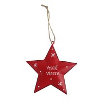 Hvězda k zavěšení VESELÉ VÁNOCE K3776-08 - 9.5 cm