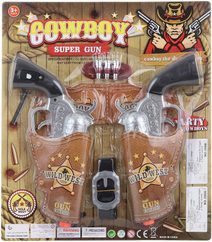 Sada dětská kovbojská western 2 pistole v pouzdře s doplňky na baterie Zvuk