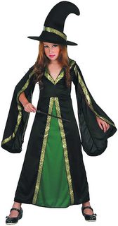 Karnevalový kostým Šaty čarodějka černozelená vel. M (120-130cm) 5-9 let
