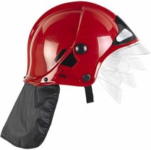 Helma dětská hasičská červená s krytem na oči plast