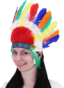 KARNEVAL Čelenka indiánská barevné peří *KARNEVALOVÝ DOPLNĚK*