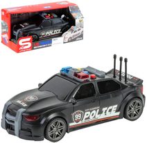 Auto sportovní policejní černé na setrvačník policie na baterie Světlo Zvuk