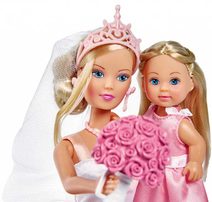 Svatební den set panenka Steffi nevěsta + Evi družička s doplňky