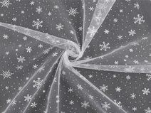 Tyl oděvní / dekorační vánoční vločky METRÁŽ
