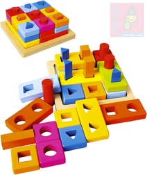 Baby tvary vkládací barevná navlékačka na desce