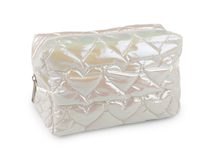 Kosmetická taška / pouzdro prošívané, srdce 18x11 cm holografické