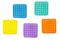 Bubble pops - Praskající bubliny silikon antistresová spol. hra 5 barev čtverec 12,5x12,5cm v sáčku
