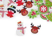 Dřevěný dekorační knoflík vánoční 10 ks