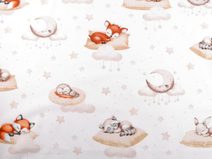 Bavlněná látka / plátno spící zvířátka METRÁŽ