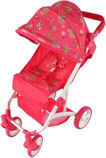 Kočárek golfové hole červené puntíkované pro panenku miminko kov v sáčku