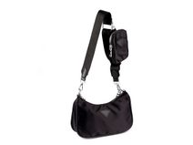 Kabelka nylonová 2v1 se stříbrným řetízkem 26x16 cm