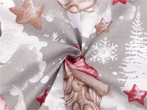 Vánoční bavlněná látka / plátno skřítek METRÁŽ