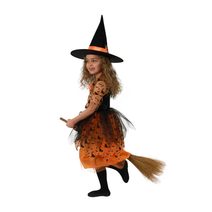 Dětský kostým oranžová čarodějnice/Halloween s kloboukem (M) e-obal