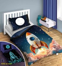 FARO Povlečení Raketa svítící Bavlna, 140/200, 70/90 cm