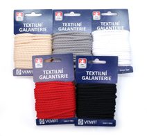 Šnůra oděvní PES 4mm karta 5 metrů