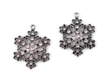 Přívěsek vločka s broušenými kamínky Ø36 mm 2 kusy