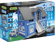 Play House - Požární stanice plast + 2ks aut + 1ks helikoptéra v krabici 59x39x15cm