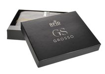 GROSSO Kožená dámská peněženka RFID modrá v dárkové krabičce