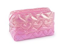 Kosmetická taška / pouzdro prošívané, srdce 18x11 cm holografické