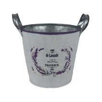 Květináč plechový motiv levandule K4595/3 - Round:16.5x15-18.5 Bottom:12