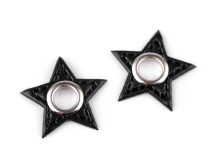Průchodka s koženkovou hvězdou k našití, průvlek 8 mm 20 kusů