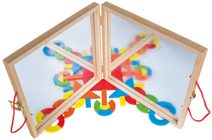 WOODY DŘEVO Tabulka magnetická se zvířátky oboustranná s křídami a fixem