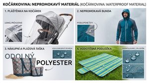 Kočárkovina: jak vybrat nepromokavou látku na pláštěnku, bunďu nebo tašku