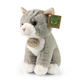 Plyšová kočka šedá sedící 23 cm ECO-FRIENDLY SOFT
