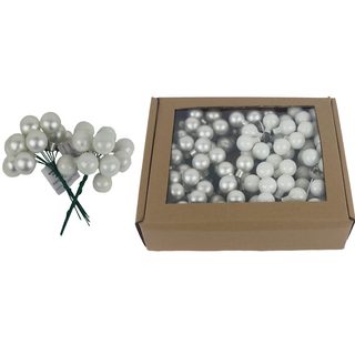 Skleněné baňky na drátku perleťové, pr. 2cm, S0570-26/BOX 144 ks - 2 cm