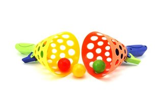 Catch ball hra 2ks + 3 míčky plast 19cm v síťce