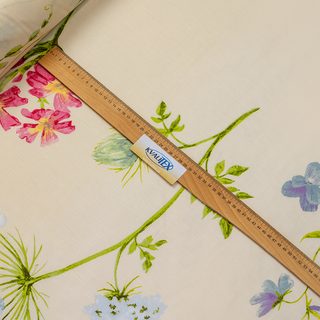 METRÁŽ Bavlněné plátno DELUX BOTANICA smetanová, šíře 220cm
