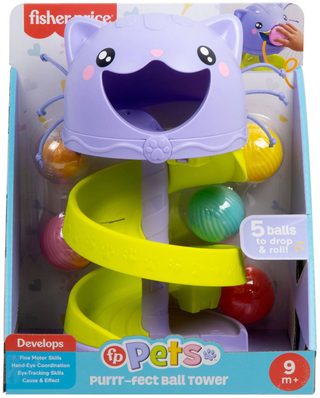 FISHER PRICE Baby kuličková dráha kočička věž + 5 kuliček pro miminko
