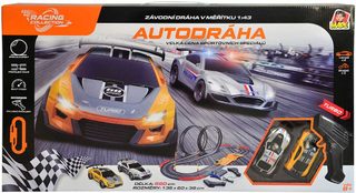 Autodráha policejní honička 5,6 m (2 auta, můstek, loopingy, trafo)